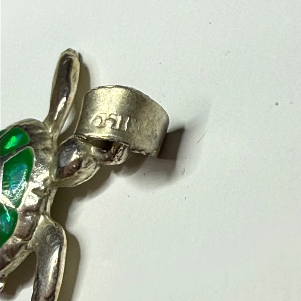 Silver tone (untested) Mexico Turtle Pendant jelly belly charm gorgeous color - Picture 6 of 16